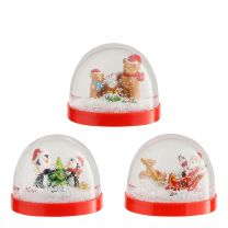 Krogla snežna Xmas figurice rdeče, 9x6,5cm
