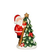 Figura božična božiček s smrečico led 20,5 cm, Edel.
