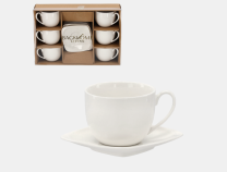 Skodelice za kavo 250ml, bel porcelan, 6/1
