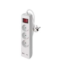 Podaljšek s stikalom P1322CU, 2m / 3 vtičnice, 1xUSB-A in 1xUSB-C Emos
