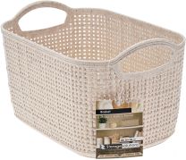 Košara za shranjevanje z dvema ročajema, videz pletenja 24x16x14cm, pvc 
