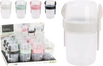 Posodica za muesli s priborom 1100ml, pastel barve, pvc 
