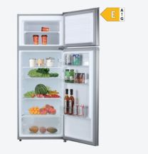 Hladilnik z zamrzovalnikom zgoraj Vivax DD-207E X, višina 143 cm, širina 55 cm, inox