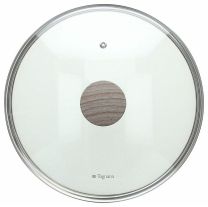Pokrov steklen 26cm, gumb imitacija lesa

