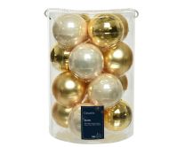 Bučke novoletne steklene, perla/zlata, fi 8cm, set 16/1 


