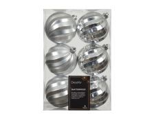 Bučke novoletne srebrne sijaj/mat plastične fi 8 cm, set 6/1, Kaem.