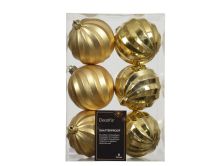 Bučke novoletne zlate sijaj/mat plastične fi 8 cm, set 6/1, Kaem.