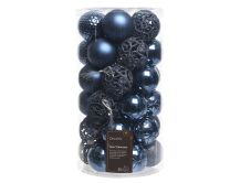 Bučke novoletne plastične, modra sijaj/mat mix fi 6 cm, set 37/1