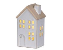 Hiška z LED lučko, porcelan, 6,2x7,4cm
