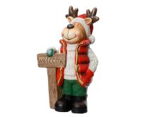 Figura božična, jelenček, rdeče zelen, 43 cm
