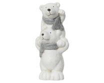 Figura božična medvedka bela z bleščicami 17 cm, Kaem.