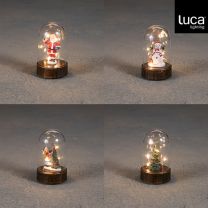 Figura v stekl. zvonu na podstavku z LED lučko, 4 motivi
