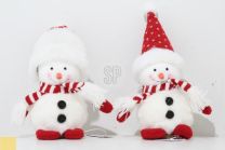 Figura božična snežak belo/rdeč 19 cm, Koop.