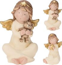 Figura božična angel zlat sedeč 32 cm, Koo.
