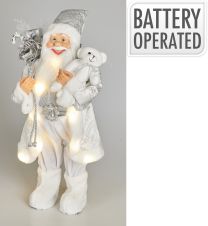Figura božična božiček srebrn led 60 cm, Koo.
