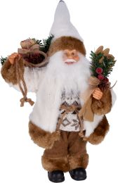 Figura božična božiček rjav s smučkami 30 cm, Koo.