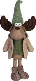 Figura božična jelenček zeleno rjav s plašščkom 53 cm, Slov.