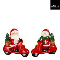 Figura Santa na motorju z LED lučko, 12cm