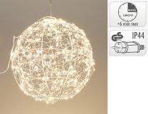 Krogla okrasna 500 led topla bela fi 35 cm s časovnikom, IP44, Koo.