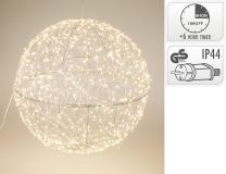 Krogla okrasna 960 led topla bela fi 58 cm s časovnikom, IP44, Koo.