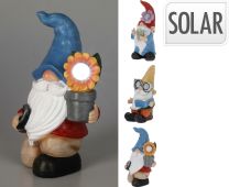 Figura vrtni palček s solarno lučko z rožico 18 cm, Kop.