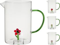 Vrč steklen z rožico, 1l
