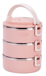Posoda menažna 3/1, 3x0,5l, inox in  pvc, pinki
