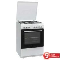 Štedilnik plinski VOX GTR 6400 W, širina 60 cm, 65 L, 4x plin, bel