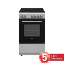 Štedilnik steklokeramični VOX CHT 5105 S, širina 50 cm, 50 L, 4x steklokeramika, srebrn