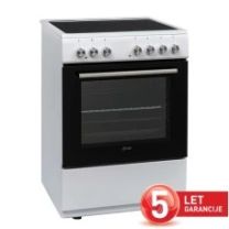 Štedilnik steklokeramični VOX CHT 6000 W, širina 60 cm, 69 L, 4x steklokeramika, bel