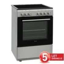Štedilnik steklokeramični VOX CHT 6105 S, širina 60 cm, 69 L, 4x steklokeramika, srebrn