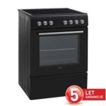 Štedilnik steklokeramični VOX CHT 6205 B, širina 60 cm, 69 L, 4x steklokeramika, črn