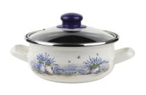 Kozica nizka, 18 cm/1,9 l, Sivka, s steklenim pokrovom