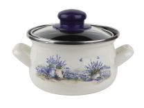 Kozica visoka, 12 cm/1,0 l, Sivka, s steklenim pokrovom