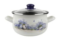 Kozica visoka, 14 cm/1,5 l, Sivka, s steklenim pokrovom