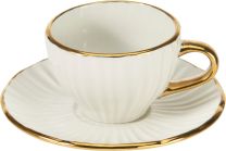 Skodelica s podstavkom, zlata obroba, 115 ml, porcelan