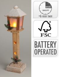 Svetilka ulična lesena božična LED,52 cm