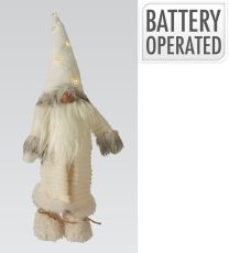 Figura božična palček z belim plaščkom led, 66 cm