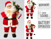 Figura božična božiček rdeč LED, pleše in poje, 80 cm