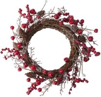 Venček božični rdeče jagode fi, 30 cm
