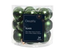 Bučke novoletne steklene, zelena, sijaj/mat, fi 2,5 cm, set 24/1
