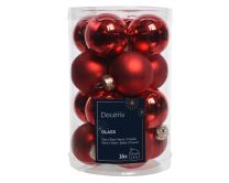 Bučke novoletne steklene, rdeča, sijaj/mat, fi 3,5 cm, set 16/1