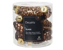Bučke novoletne steklo storž rjava, 6cm, set 12/1
