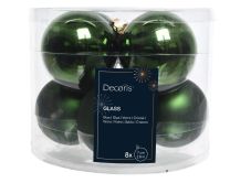 Bučke novoletne, steklene borovo zelene,  fi 7 cm, set 8/1

