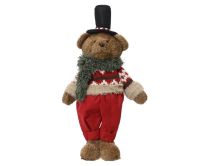Figura božična medved s klobukom in šalom, 37 cm