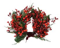 Venček božični z rdečimi jagodami, 40 cm