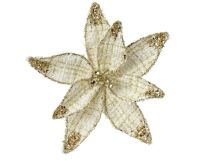 Okras novoletni božična zvezda belo/zlata fi 18 cm
