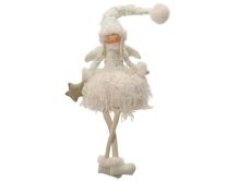 Figura božična punčka roza/bela 79 cm