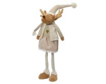 Figura božična jelenček roza//bel 78 cm