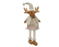Figura božična jelen roza/bel 65 cm